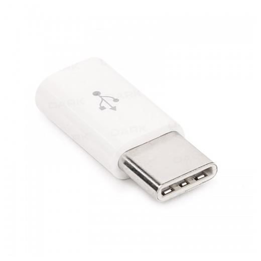 Dark Usb3.1 Typec Erkek - Micro Usb2.0 Dişi Dönüştürücü Beyaz