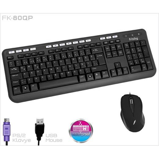 Frisby FK-80QP Q TR MM PS2  KABLOLU SET SİYAH