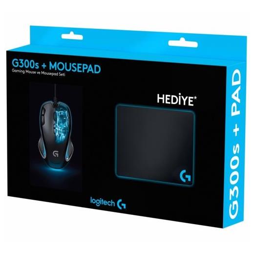 Logitech G300S Mouse+(Pad+Sticker+Bardak Altlığı) Gaming Mouse 910-004346 + Promosyon Bundle Paketi