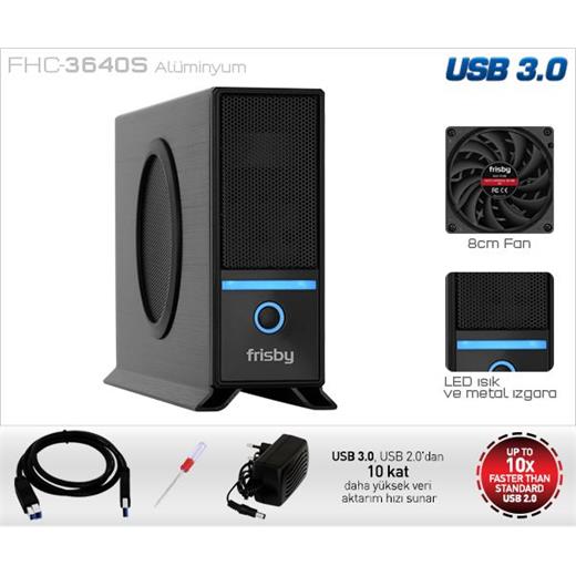 Frisby FHC-3640S 3.5¨ USB 3.0  ALUMİNYUM 8 CM FAN HDD KUTUSU