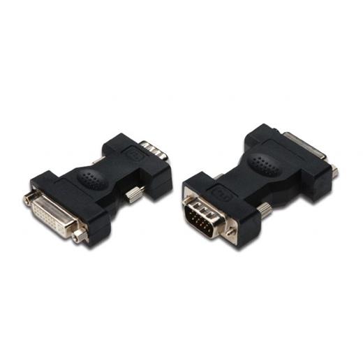 AK-320505-000-S Dvi - VGA Adaptörü, Dvi-I (245) dişi - HD15 erkek, siyah renk