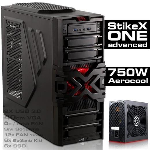 AEROCOOL AE-STE-ONEA750 STRIKE-X ONE ADVANCE 2XUSB3.0, 2X12CM FANLI MID TOWER SIYAH 750W KASA