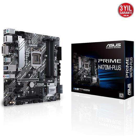 Asus Prime H470M-Plus 1200P Dvi Hdmi Dp Usb3.2 90Mb1350-M0Eay0