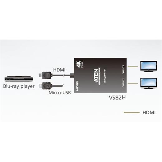 Aten-Vs82H 2-Port True 4K Hdmi Çoklayıcı 2-Port True 4K Hdmi Splitter