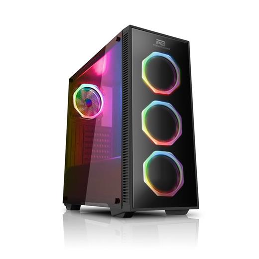 PowerBoost VK-G1007RGB USB 3.0 Tempered Glass Pencereli RGB Fanlı Gaming Kasa (PSU Yok) VK-G1007RGB