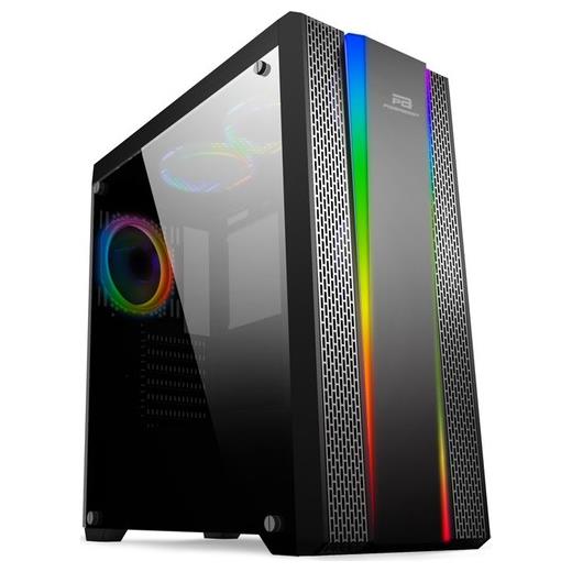 PowerBoost VK-G3901S USB3.0 Siyah Rainbow RGB Fan Strip kasa (PSU Yok) VK-G3901S