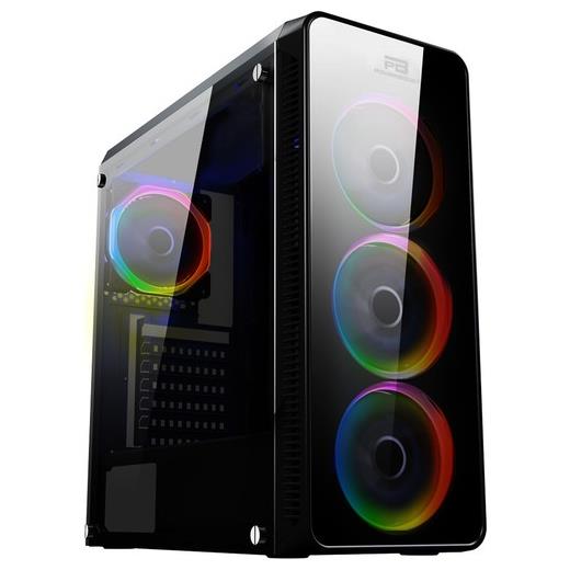 PowerBoost VK-G3904S USB3.0 Full Siyah Arcylic Halo Rainbow RGB Fan kasa (PSU Yok) VK-G3904S