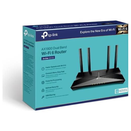 Tp-Link Archer AX20 Dual Bant Wi-Fi6 Router AX1800