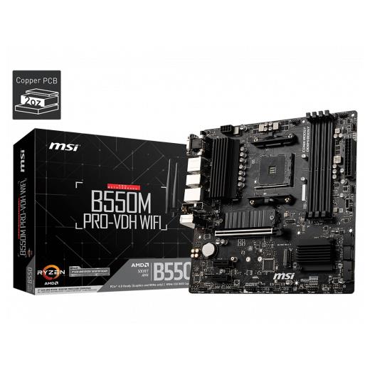 MSI B550M PRO-VDH WIFI DDR4 M2 PCIe NVME HDMI DP PCIe 16X v4.0 AM4 mATX