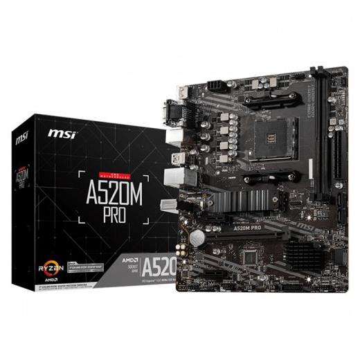 MSI A520M-A PRO DDR4 M2 PCIe NVME HDMI DVI PCIe 16X v3.0 AM4 mATX