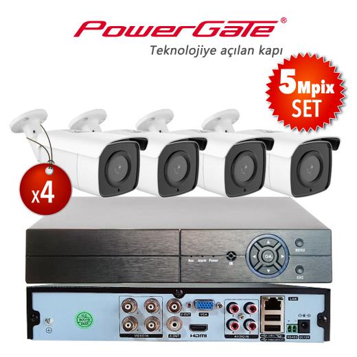 Powergate NEON-4B-K11 5MP 4 Kameralı Set. NEON-K11 4 Adet Bullet Kamera Flash-B04 5MP 4 Kanal Dvr