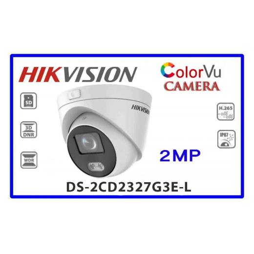 Hikvision DS-2CD2327G3E-L  2MP 2.8MM Lens H265+ 30MT Gece Görüşü Color Vu Full Time Color (Plastik+Metal Gövde) Mini Dome Ip Kamera