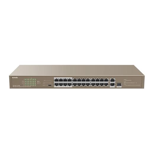 TENDA 24port 250w FULL PoE TEF1126P-24-250W 10/100/ 2x1000 1X SFP Yönetilemez Switch RackMount