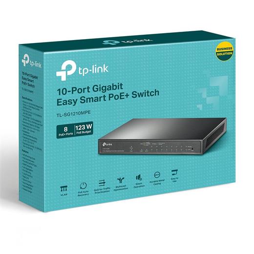 TP-LINK TL-SG1210MPE 8 Port 10-100-1000 Poe+ Switch 2 Port 10-100-1000 Mbps 1 Port SFP