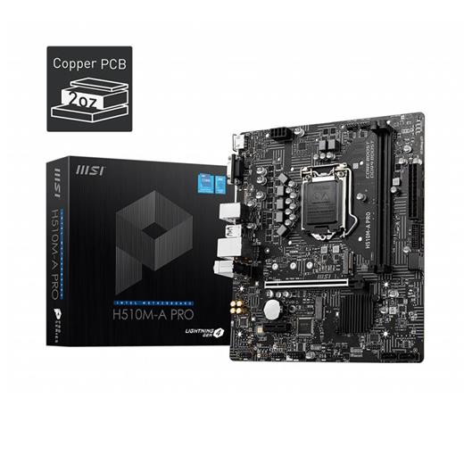 MSI H510M-A PRO DDR4 M2 PCIe NVME HDMI PCIe 16X v4.0 1200p v2 mATX