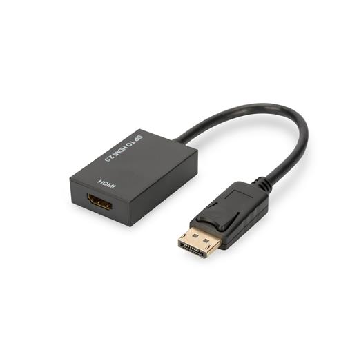 Ak-340415-002-S Displayport (Dp) Adaptörü, Dp Erkek ≪-≫ Hdmi Tip A Dişi, 0.2 Metre, Kilit Mekanizmalı, Hdmi 2.0, Ce, Aktif, Altın Kaplama, Siyah Renk