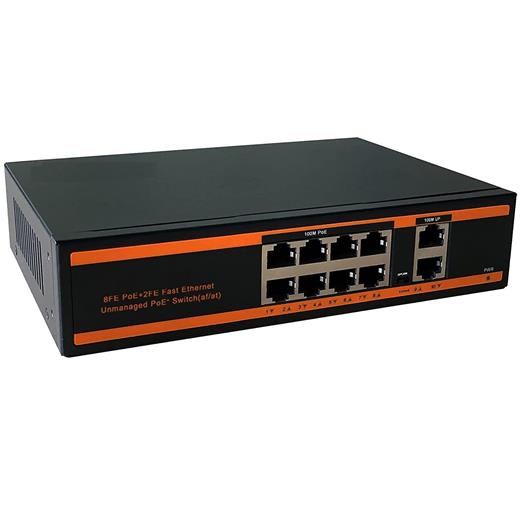 Senseı Poe-8002-150W 8X10/100+2X10/100 Uplınk 150W 250 Metre Poe Swıtch