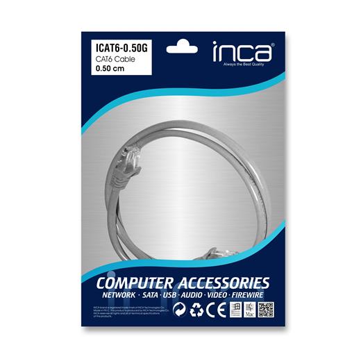 Inca Icat6-0,50G Cat6 0,50Cm Gri Patch Kablo