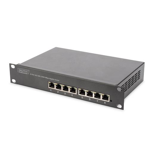 DN-80114 Digitus Yönetilemeyen 8 Port 1000Base-T Gigabit Switch Masaüstü Tip 10-Inch Duvar Kabinetleri İçin Uygun