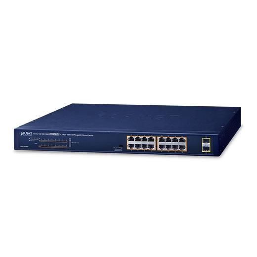 Planet PL-GSW-1820HP Yönetilemeyen Masaüstü Tip Switch (Unmanaged Desktop Switch) 16-Port 10/100/1000T Ieee 802.3At/Af Poe+ Injector (Port Başına 30.8 Watt) (Poe Güç Bütçesi Maks. 240 Watt) 2-Port 1000X Sfp