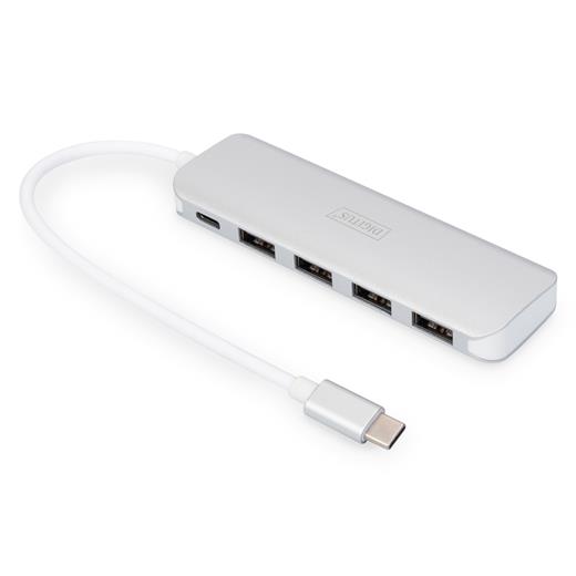 Assmann DA-70242-1 4 Port Usb 3.0 Hub, 4 X Usb 3.0 Usb-A Dişi Konnektör (Usb Çevre Ürünü), 1 X Usb Tip C Pd (Power Delivery) Port, 1 X Usb Tip C Erkek Port (Bilgisayar Bağlantısı İçin), Alüminyum, Mac Ve Windows Destekler