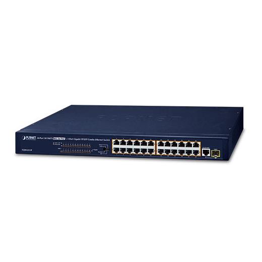 Planet PL-FGSW-2511P Yönetilemeyen Switch (Unmanaged Switch) 24 X 10/100Base-Tx 802.3At Poe+ (Port-1 İle Port-24 Arası) (Port Başına 30.8 Watt) (Poe Güç Bütçesi Maks. 190 Watt)