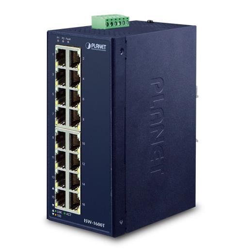 Planet PL-ISW-1600T Endüstriyel 16-Port 10/100Tx Fast Ethernet Switch (-40~75 Derece C)