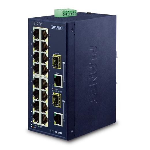 Planet PL-İFGS-1822TF 16 Port Endüstriyel Tip Yönetilemeyen Ethernet Switch