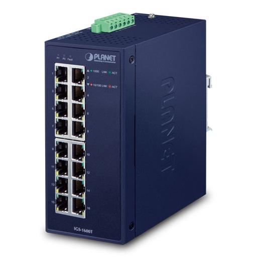 Planet PL-IGS-1600T 16 Port Endüstriyel Tip Yönetilemeyen Switch