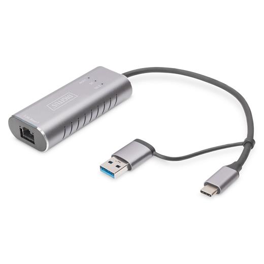 Assmann DN-3028 Digitus Usb Tip C™ Gigabit Ethernet Adaptörü 2.5G, Usb-C™ + Usb-A (Usb 3.1/3.0)≪Br≫Digitus Usb Type C™ Gigabit Ethernet Adapter 2.5G, Usb-C™ + Usb-A (Usb 3.1/3.0)