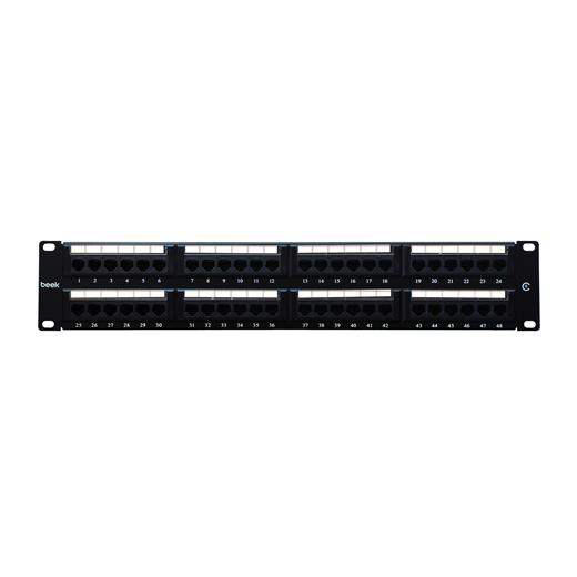 Beek Bn-Pp-648U 48 Port Cat6 Utp Patch Panel, 8P8C, Altın Kontak, Lsa, 2U, Zırhsız/Unshielded≪Br≫Beek 48 Port Cat6 Utp Patch Panel, 8P8C, Gold Contact,Lsa, 2U, Unshielded, W.Cable Holder