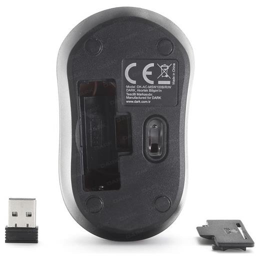 Dark Dk-Ac-Msw100B Nano Alıcılı Kablosuz 2.4Ghz Siyah-Mavi Mouse