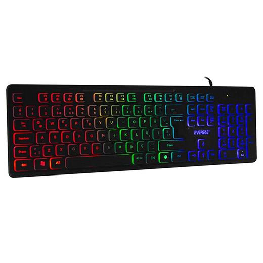 Everest Kb-120 Sleek Q Türkçe Usb Gökkuşağı Aydınlatmalı Siyah Gaming Klavye