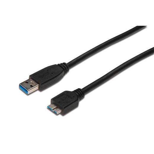 AK-300116-010-S USB 3.0 Bağlantı Kablosu, USB A Erkek - USB micro B Erkek, 1 metre, AWG 28, USB 3.0 uyumlu, UL, siyah renk