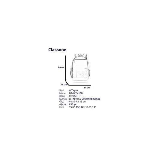 Classone Bp-Wtx106 Çan Sırt Çantası 15.6 İnç Uyumlu Pempe