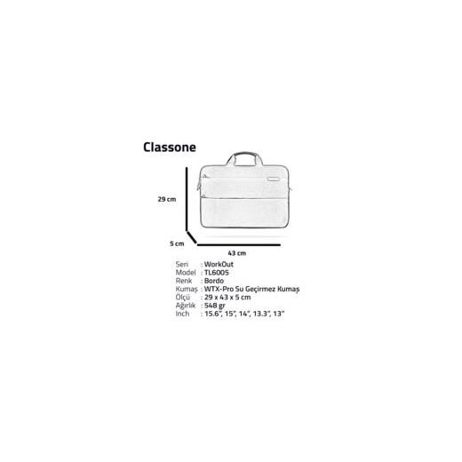 Classone Tl6005 15.6 İnch Laptop,Notebook Çantası -Bordo