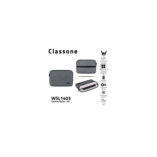 Classone Wsl1403 13-14 İnch Uyumlu Macbook Tablet Taşıma Çantası-Gri