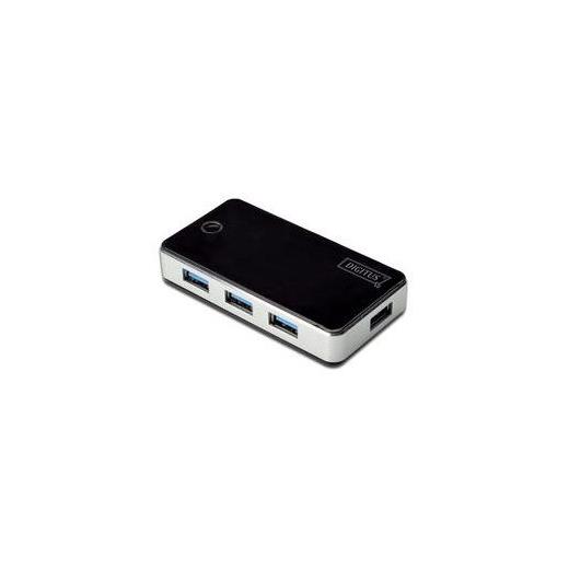 DA-70231 Digitus 4 Port USB 3.0 Hub, siyah/gümüş renk, plastik, güç adaptörlü