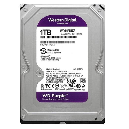 Wd 1 Tb Wd11Purz Purple  5400Rpm 64Mb 7/24 Guvenlik Diski