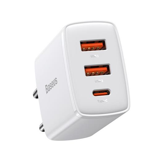 Baseus Compact Qc Beyaz 30W Duvar Şarj Cıhazı Çıkış :2Xusb 1Xtype-C Ccxj-E02 