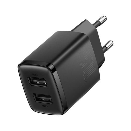 Baseus Compact Ccxj010201 10.5W Şarj Cıhazı Siyah Çıkış: Usb X2 Duvar Tipi
