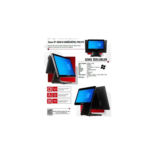 Tiwox Tp-4950D İ5 5.Nesil 8Gb 128Gb Ssd 18.5 13.2 2. Ekran Endüstriyel Pos Pc