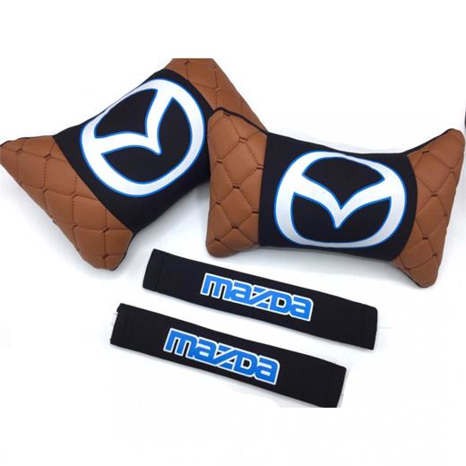 Mazda Logolu Boyun Yastığı Ve Emniyet Kemer Kılıfı Kahverengi