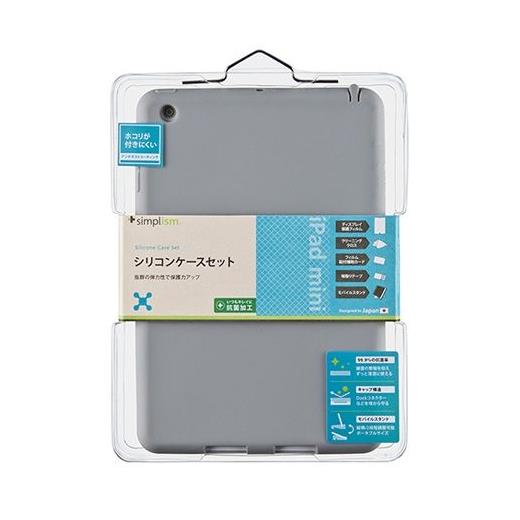 simplism Silikon Ipad mini Kılıfı   Ekran Koruyucu Film (Gri)