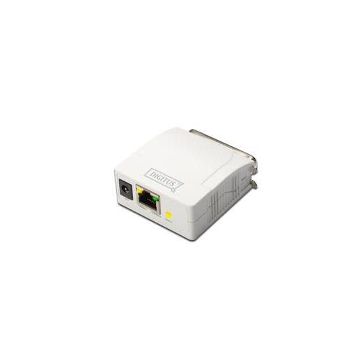 DN-13001-1 Digitus 1 port Fast Ethernet Print Server, 1 x DB-36-pin erkek centronics, 1 x RJ45 