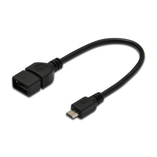 AK-300310-002-S USB On-The-Go (OTG) Kablosu, 0,20 metre, AWG 28, USB A, dişi - Mini USB B, 5-pin, erkek