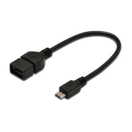 AK-300309-002-S USB On-The-Go (OTG) Kablosu, 0,20 metre, AWG 28, USB A, dişi - Micro USB B, erkek