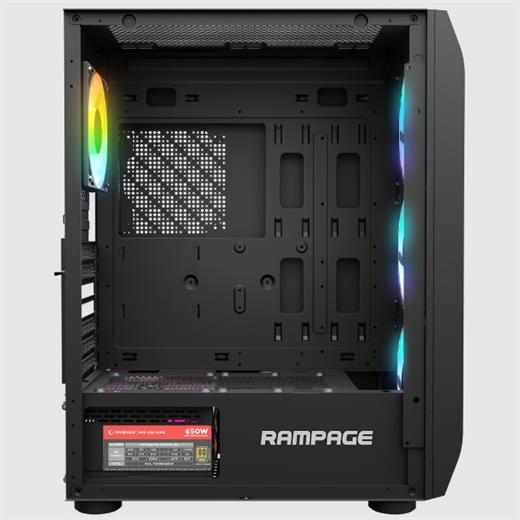 Rampage Hollow 650W 80+ 4X12Cm Argb Fan+ Kontrolcü Temperli Camlı Mıd Tower Gamıng Oyuncu Kasası 