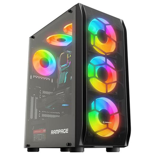 Rampage Hollow 650W 80+ 4X12Cm Argb Fan+ Kontrolcü Temperli Camlı Mıd Tower Gamıng Oyuncu Kasası 