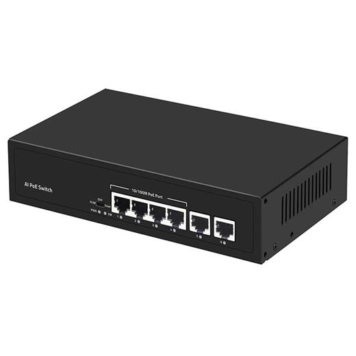 Uranıum Poe-4020-55W 4 Port 10/100 + 2 Port 10/100 Rj45 Uplınk Poe Swıtch (Realtek Chıpset) 